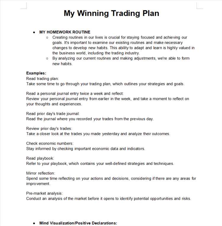 Forex trading plan example