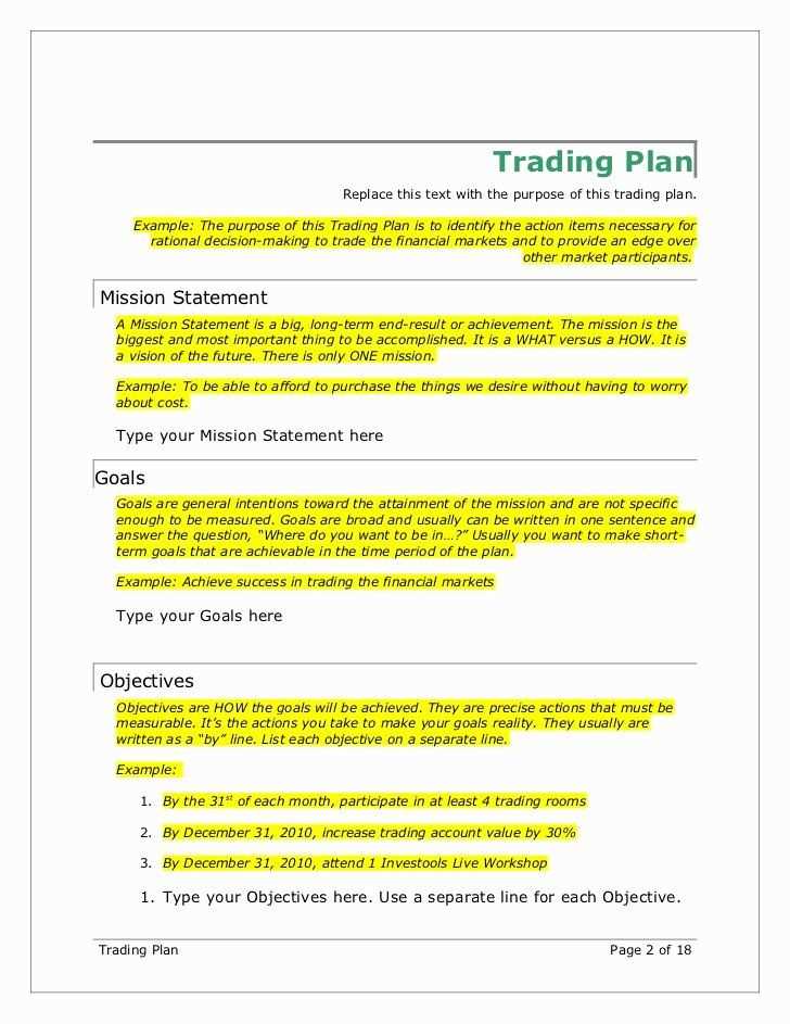 Forex trading plan